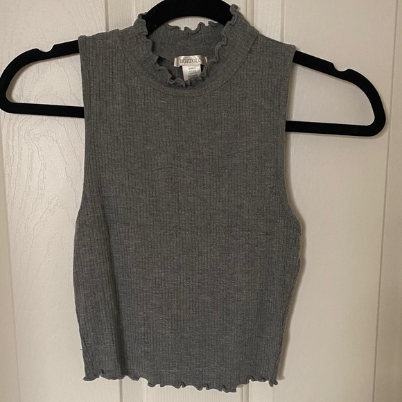 Bozzolo Lettuce Trim High Neck Crop Top - Picture 1 of 2